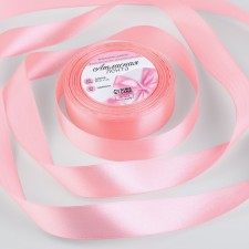 Satin tape, 25 mm × 23 ± 1 m, color pink peach No. 66