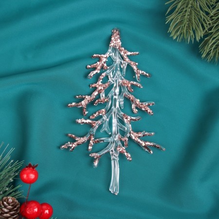 Decoration Christmas tree "Christmas tree shine" 15x9 cm, transparent pink