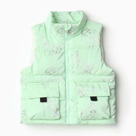 Warm vest for girls, light-colored color, height 104-110 cm