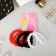 Hair elastic band "Mahrushka" (set 6 pcs) 4 cm, white, black, red