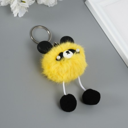 Fluffy on the ring "Panda Modnik" yellow 9x6x6 cm-2