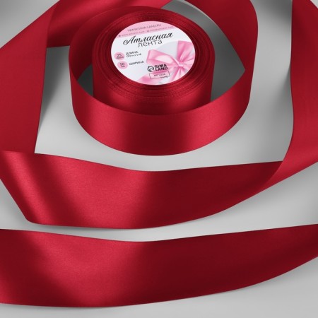 Satin tape, 50 mm × 23 ± 1 m, deep red color No. 33
