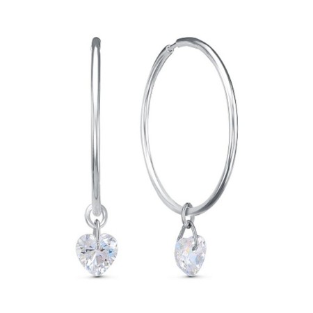 Earrings-rings "weightlessness" heart, echoing, white color d = 3.5