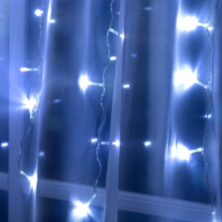 Garland "Curtain" 1.5 × 1 m, IP20, transparent thread, 180 LED, white glow, 8 modes, 220 V-1