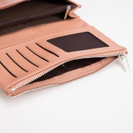 Women's wallet on the button, pink color-3