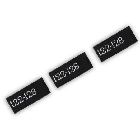 Textile strip "122-128", 5 x 1.1 cm, black color-1
