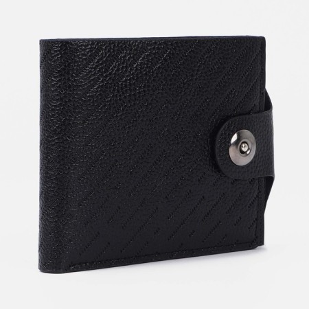 Male purse on a magnet, department for bills, for coins, for cards, black color