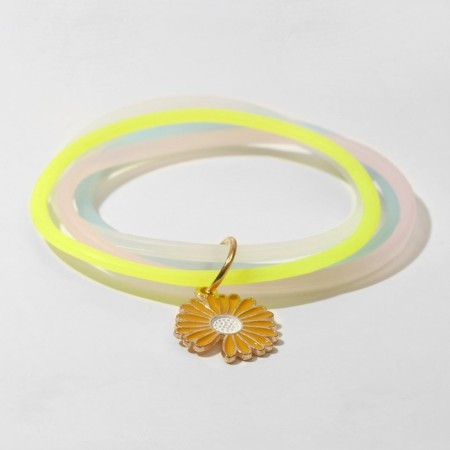Silicone bracelet "reflective" chamomile, 4 threads, colored, 6 cm-1