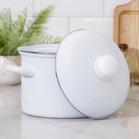 A pan without a decolle, 4.5 l, enameled cover, induction, white color-1