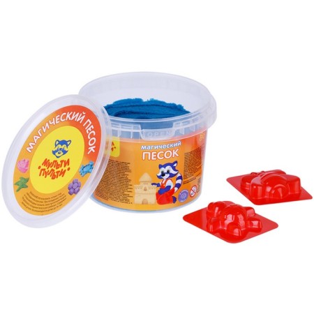 Sand for modeling "Magic sand", blue, 500 g, 2 forms.