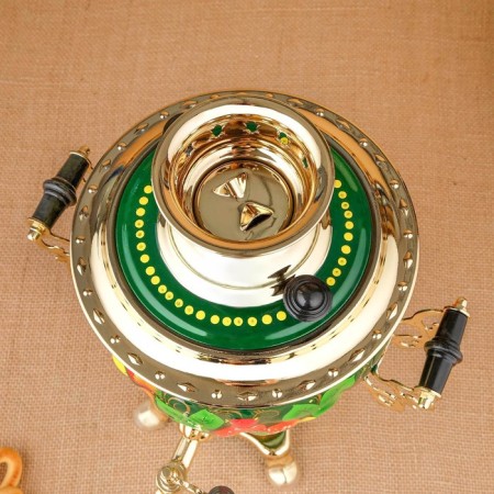 The set "Poppies on the Green", a stoker, 3 objects, a samovar 3 l, a teapot 0.7 l, tray-15