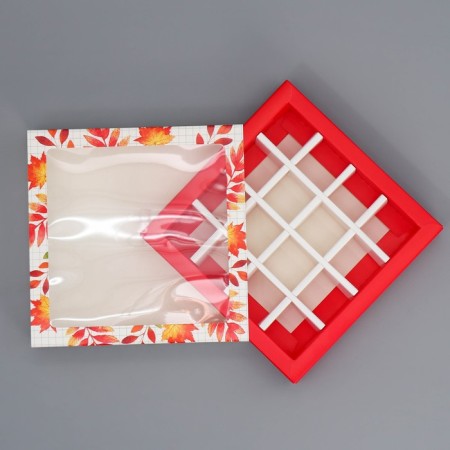 Box for sweets, confectionery packaging, 16 cells, “class teacher” 17.7 x 17.7 x 3.8 cm-4