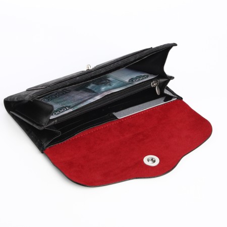 Women's wallet on a magnet, black color-3