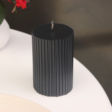 Candle-cylinder with faces, 5x7.5 cm, wet asphalt, 6 hours-1