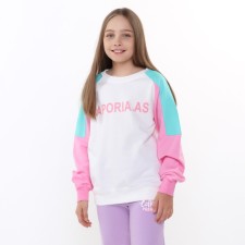 Sweatshirt for girls, turquoise color, height 122-128 cm