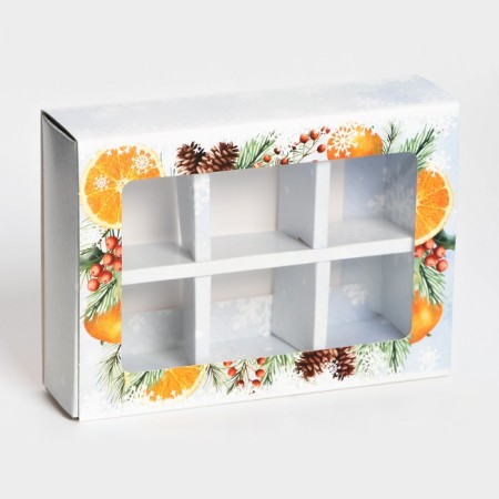 New Year. Box for 6 sweets "Miracles Time", 13.7 x 9.8 x 3.8 cm, confectionery packaging-1