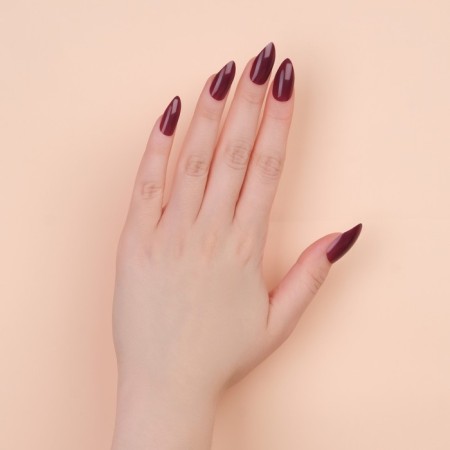 Follow nails, 24 pcs, with glue plates, the shape of the almonds, matte/glossy, cherry color-12