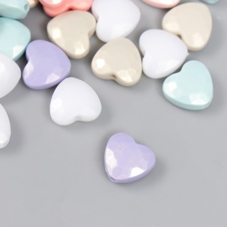 Beads for creativity Plastic "Heart. Pastel" Pearl set 20 grams 0.5x1.1x1.1 cm-1