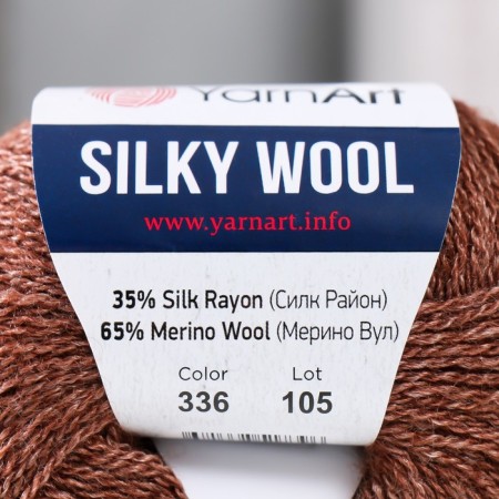 Yarn "Silky Wool" 35% Silk district, 65% Merino. Wol 190m/25g (336 brown)-3