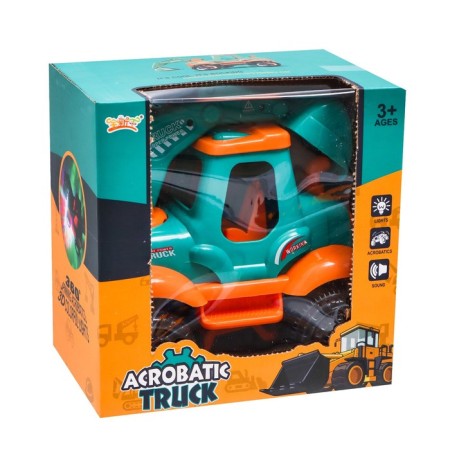 Tractor "Construction", mobile details, light and sound, works from batteries, turquoise color-6