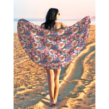 Pareo and beach rug "Bright flowers", d = 150 cm