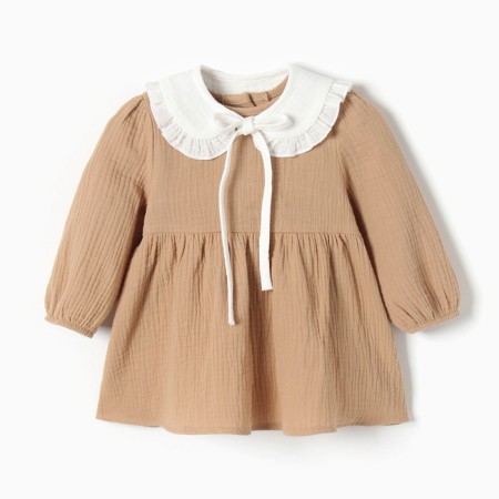 Dress with a collar crumb I am Muslin, 74-80, beige