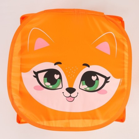 A basket for storing toys "fox" with a lid, 45 x 45 x 43 cm, orange-3
