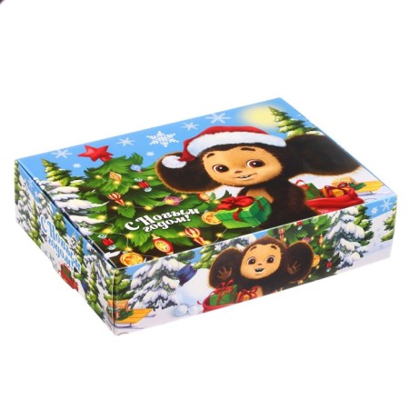 Folding box, 21 x 15 x 5 cm "Happy New Year!", Cheburashka-2