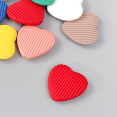 Acrylic beads "ribbed hearts" set 10 pcs mix 0.6x2.4x2.2 cm-1