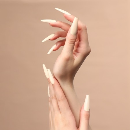 Base overhead nails, 100 pcs, in a container, beige color-3