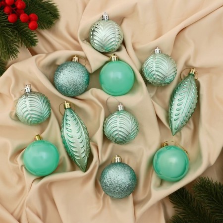 Set of jewelry plastic 11 pcs "Melody" icicle, 6 cm, green