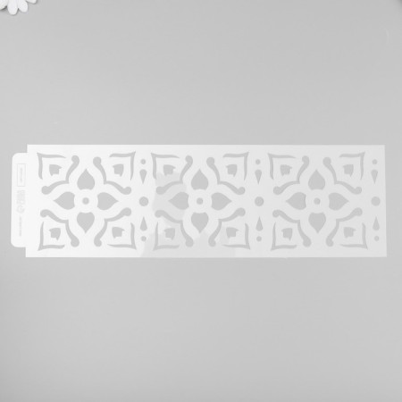 Tencil of border plastic "Geometric flowers" 40x12 cm-3
