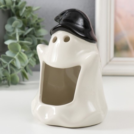 Ceramics "White Ghost in the cap" 13x10x9 cm-3