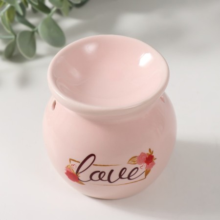 Aroma lamp ceramics "love" pink 7.2x7.2x7.8 cm-2