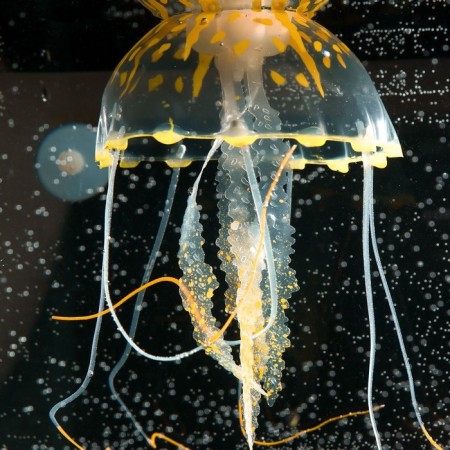 Decor for the Aquarium "Medusa" Silicone, with a neon effect, 10 x 10 x 20.5 cm, orange-3