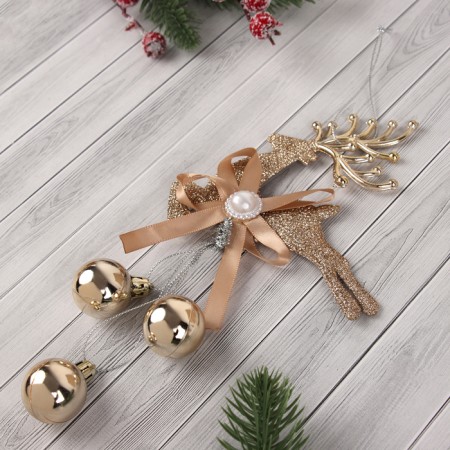 Decoration New Year's "Cozy Fairy Tale" Balls Deer, 11x20 cm, gold-1