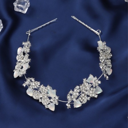Hair accessory "Leon" petals, 26 cm, silver