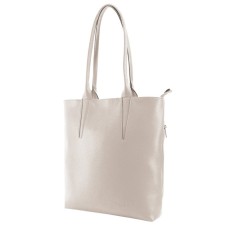 Bag women, genuine leather, beige 31x8x33 cm