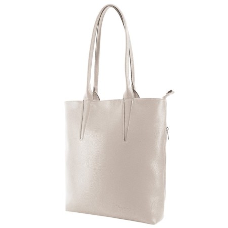 Bag women, genuine leather, beige 31x8x33 cm
