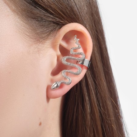 Earring "Kaff" Snake Anaconda, color silver-3