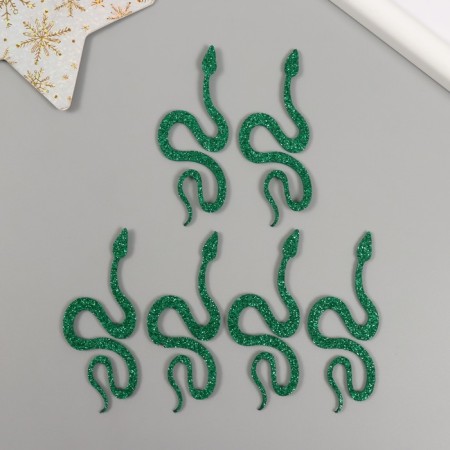 Decor "Green Snake" Foam Glitter, 7 cm (set 6 pcs)-1