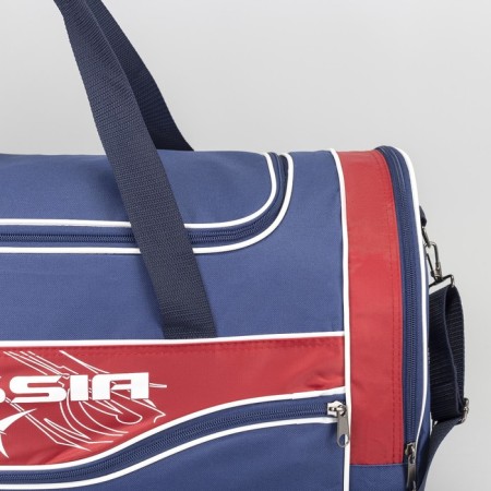 Sports bag with lightning, 3 outer pockets, blue/red color-3
