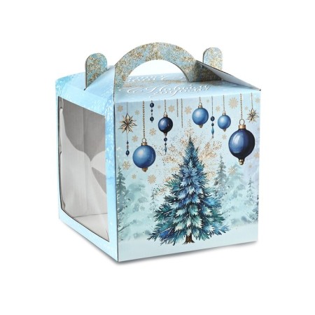 Confectionery box with a window, a chest, "Christmas tree", 20 x 20 x 20 cm, New Year-2