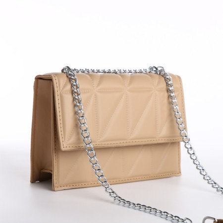 Women's bag on the valve, 22x15x6 cm, beige color-2