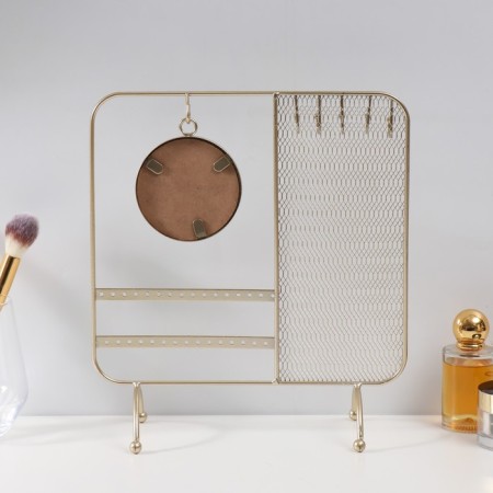 Souvenir Metal with a mirror stand for jewelry "Network" gold 25.3x10x28.7 cm-4