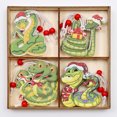New Year! A set of pendants "Snake", in a wooden gift package, 12 pcs.-1