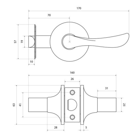 Standard latch 8531 PS AB, bronze color-2