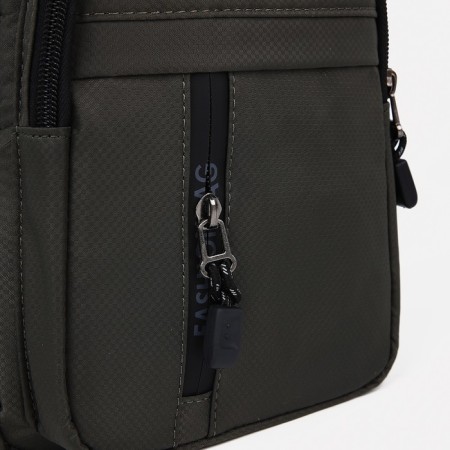 Male sling bag from textiles, headphones, green color-4