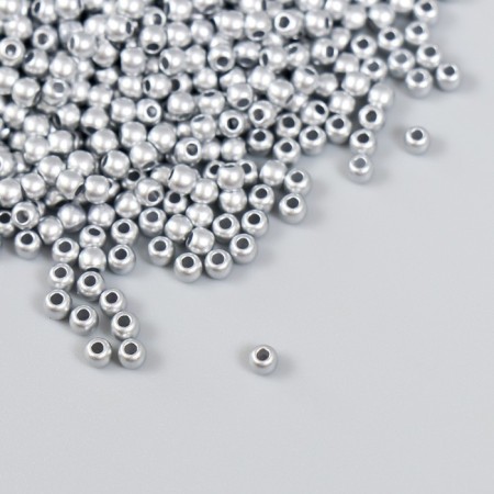 Set of beads "needlework" plastic, diameter 3 mm, 25 g, silver