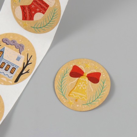 Stick paper Kraft "Hello, New Year!" D = 2.5 cm 252 pcs in roll-6